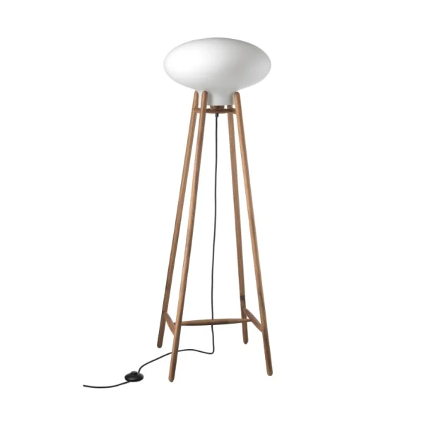 FDB Møbler Lampe sur pied U5 Hiti Opal glass-walnut nature lacquered