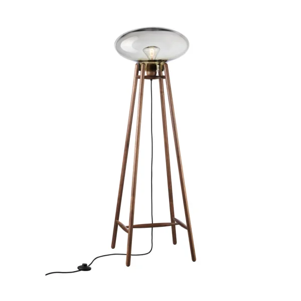 FDB Møbler Lampe sur pied U5 Hiti Smokey grey-walnut nature lacquered