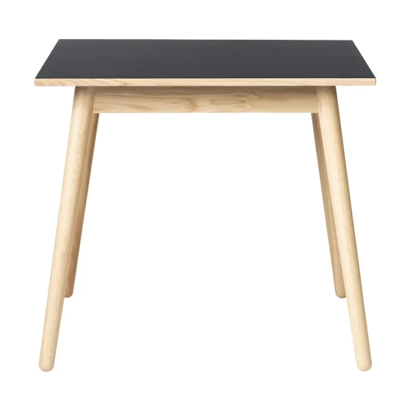 FDB Møbler Table à manger C35A 82x82 cm Linoléum noir – chêne naturel, vernis à base d’eau