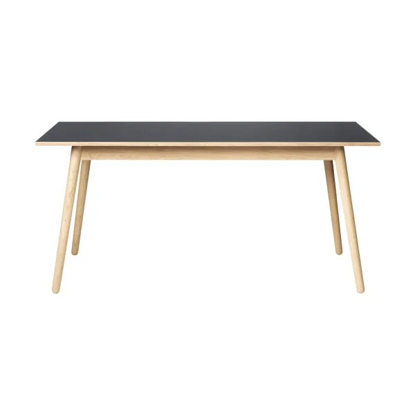 FDB Møbler Table à manger C35B 82x160 cm Linoléum noir – chêne naturel, vernis à base d’eau
