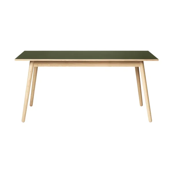 FDB Møbler Table à manger C35B 82x160 cm Linoléum olive – chêne naturel, vernis à base d’eau