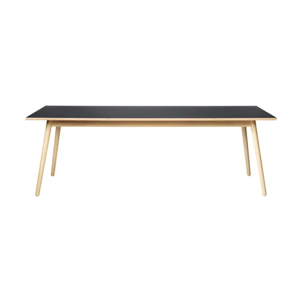 FDB Møbler Table à manger C35C 95x220 cm Linoléum noir – chêne naturel, vernis à base d’eau