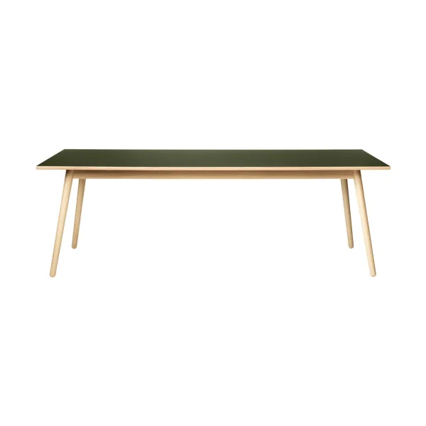 FDB Møbler Table à manger C35C 95x220 cm Linoléum olive – chêne naturel, vernis à base d’eau