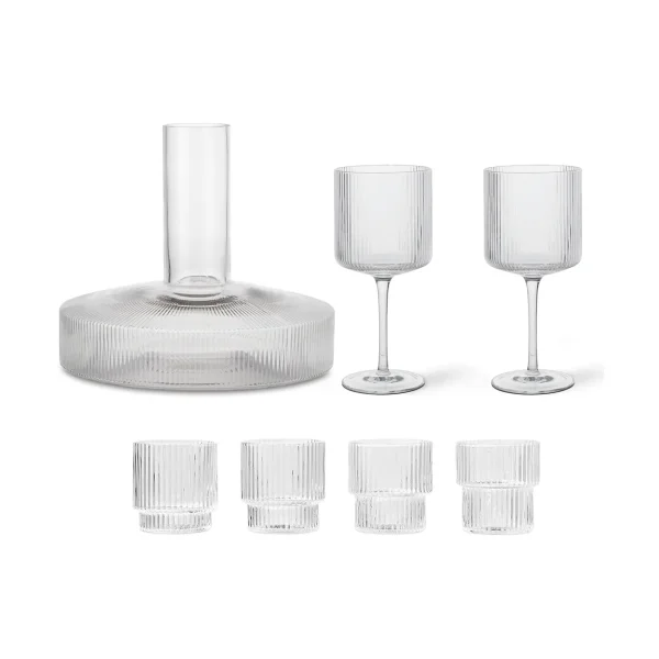 Ferm Living Carafe et verre Ripple 17 pièces - Clair Carafe et verre Ripple 17 pièces - Clair