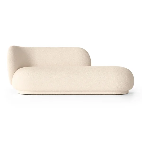 Ferm Living Chaise longue Divan Rico bouclé gauche Laine blanc cassé