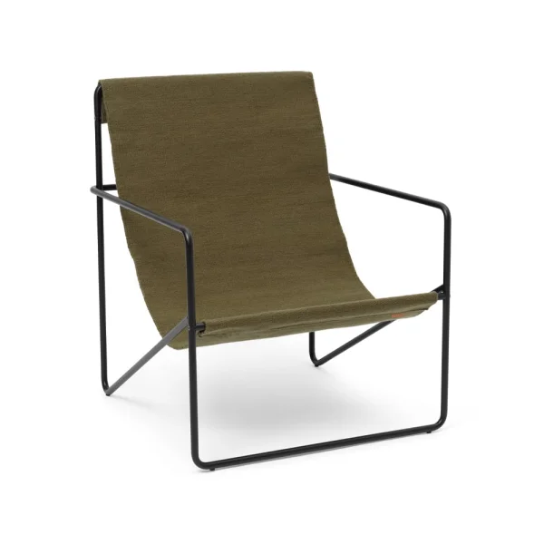 ferm LIVING Chaise lounge Desert olive, structure noire