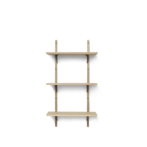 ferm LIVING Étagère Sector triple narrow natural oak, s/l, laiton noir