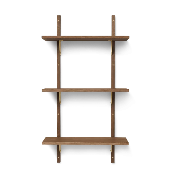 ferm LIVING Étagère Sector triple narrow Smoked Oak, brass