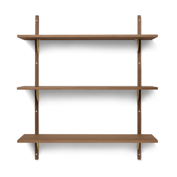 ferm LIVING Étagère Sector triple wide Smoked Oak, brass