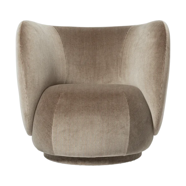 Ferm Living Fauteuil Rico lounge chair Devoré velvet-Flint grey