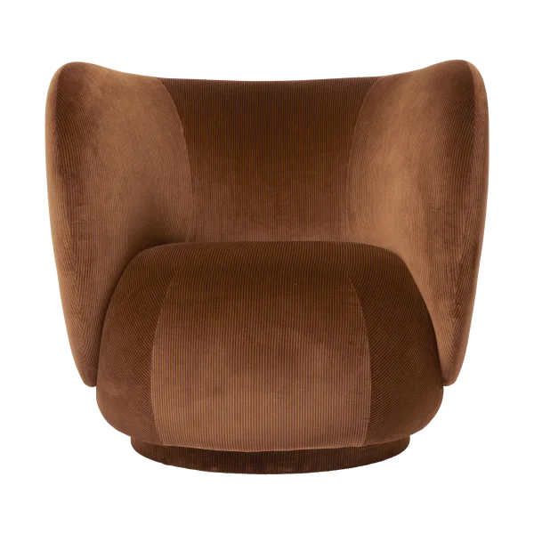 Ferm Living Fauteuil Rico lounge chair swivel Devoré velvet-Rust