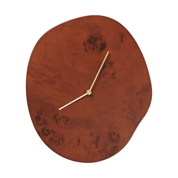 Ferm Living Horloge murale Melt 28x33 cm Dark stained burl
