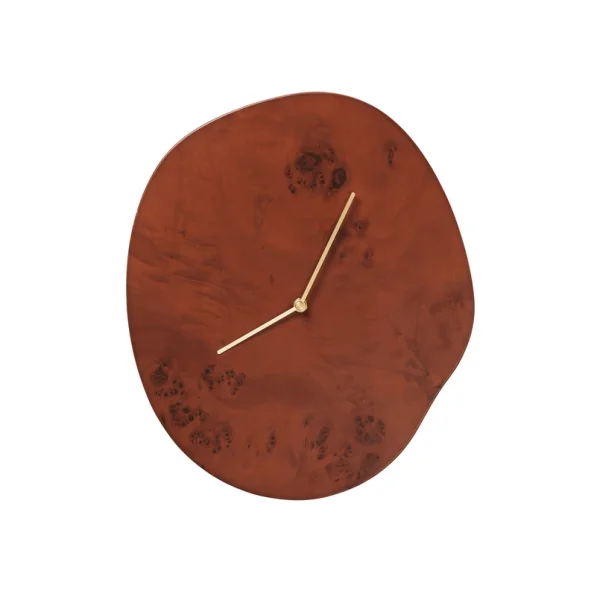 ferm LIVING - Horloge murale Melt, marron, bois madré, hauteur 33 cm