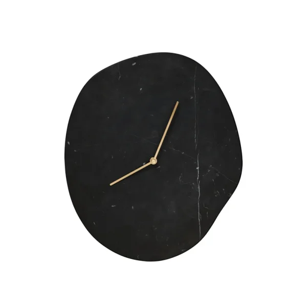 ferm LIVING - Horloge murale Melt, noire, marbre, hauteur 33 cm
