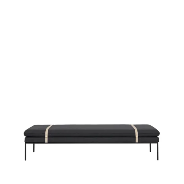 ferm LIVING Lit banquette Turn tissu fiord by kvadrat dark grey, structure noire