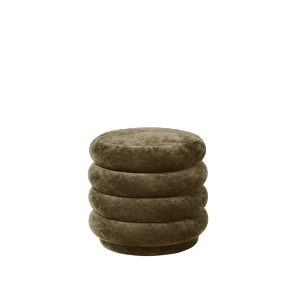 ferm LIVING Pouf Pouf Round tissu faded velvet 3 forest