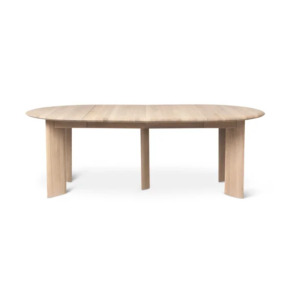 Ferm Living Table à manger Bevel Extendable Chêne blanchi à l’huile, inclut 2 rallonge