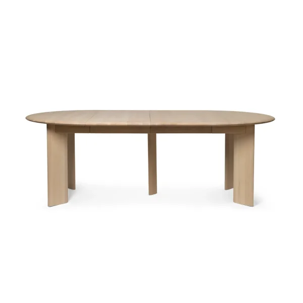 Ferm Living Table à manger Bevel Extendable Hêtre blanchi à l’huile, inclut 2 rallonges