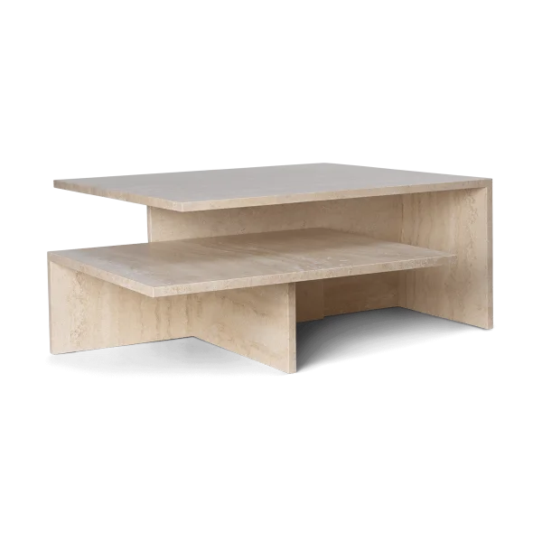 ferm LIVING Table basse Distinct Grande Duo 133x70x35 cm Travertin