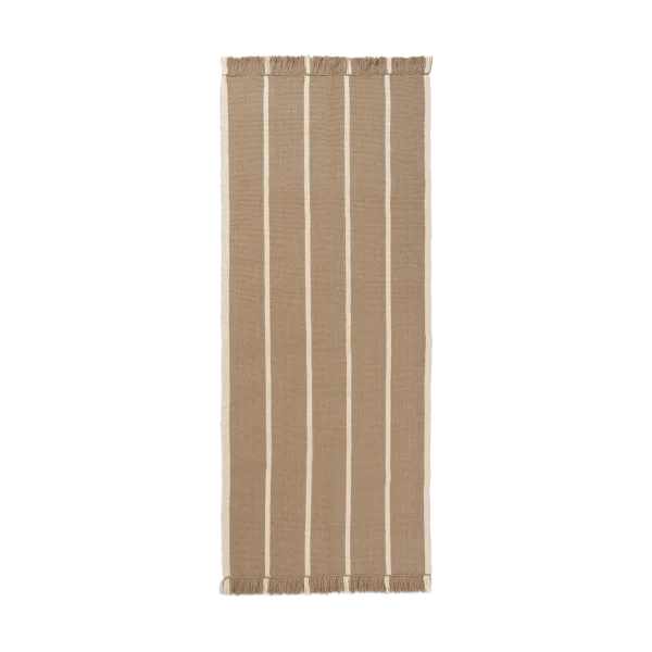 Ferm Living Tapis de couloir Calm kelim Dark Sand, Off-white, 80x200 cm