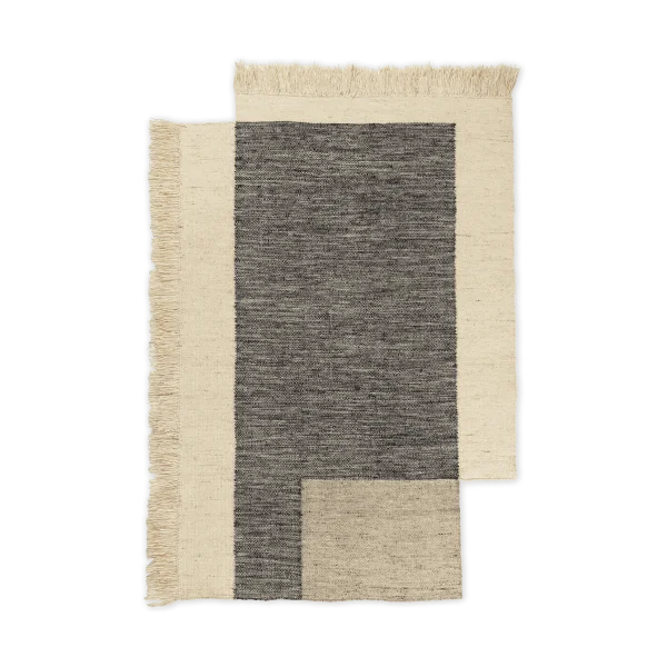 ferm LIVING Tapis en laine Counter Charbon-Blanc cassé, 140x200 cm