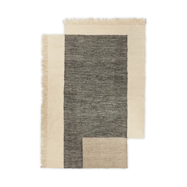 ferm LIVING Tapis en laine Counter Charbon-Blanc cassé, 200x300 cm