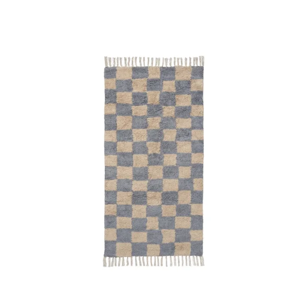 ferm LIVING - Tapis Mara, bleu clair/sable à carreaux, 150 x 80 cm