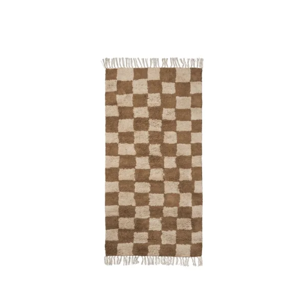 ferm LIVING - Tapis Mara, marron/sable à carreaux, 150 x 80 cm
