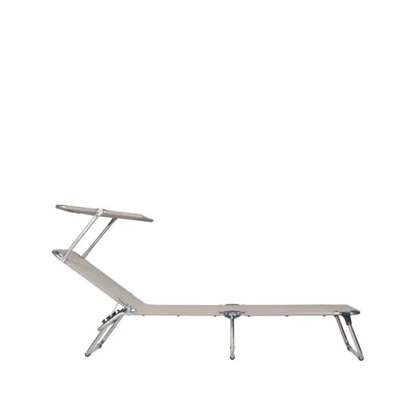 Fiam Chaise longue Amigo Top Toile textaline taupe-structure en aluminium-auvent de soleil