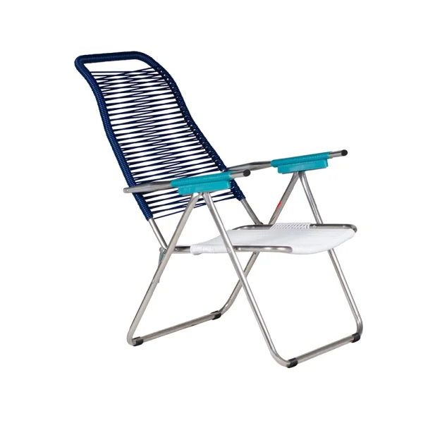 Fiam Chaise longue Spaghetti sans repose-pieds Multi-support en aluminium-bleu