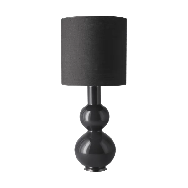 Flavia Lamps Lampe de table Augusta, base grise Lino Negro M