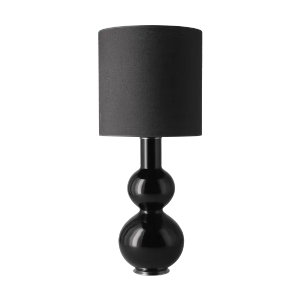 Flavia Lamps Lampe de table Augusta, base noire Lino Negro M