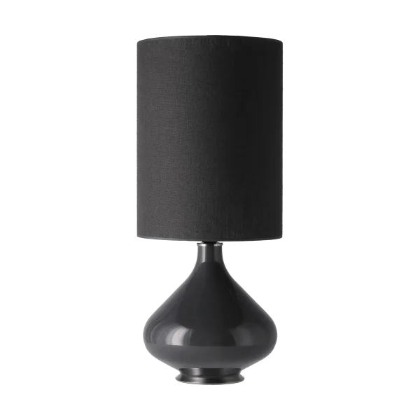 Flavia Lamps Lampe de table Flavia, base grise Lino Negro L