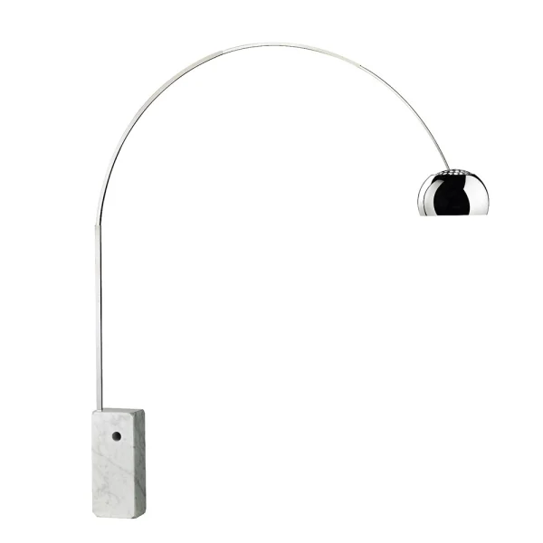 Flos Lampadaire Arco Pied chromé en marbre de Carrare