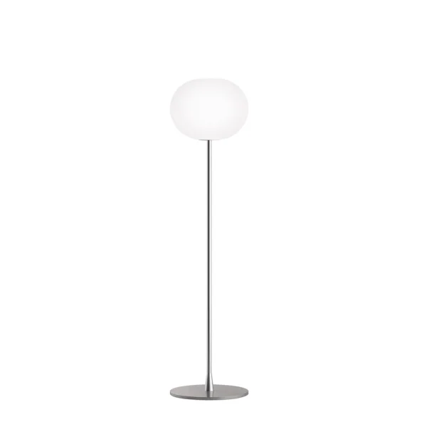 Flos Lampadaire Glo-ball F1 Verre opale blanc - pied argent mat