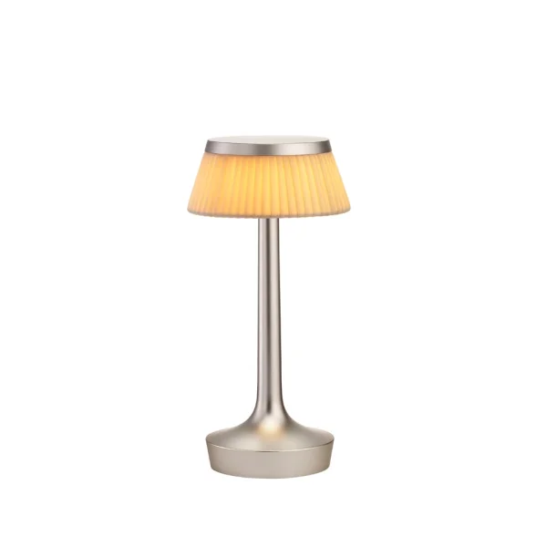 Flos Lampe de table Bon Jour Unplugged Matt chrome-fabric