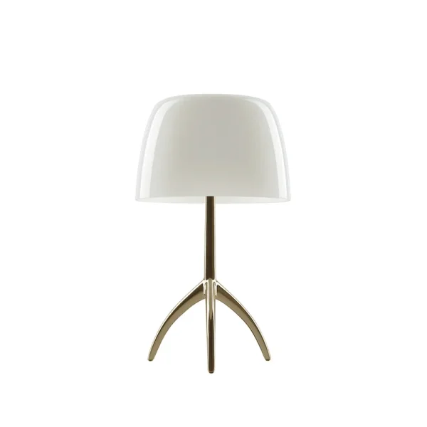 Foscarini Lampe de table Lumiere Piccola Dimbar Abat-jour blanc chaud-pied couleur champagne
