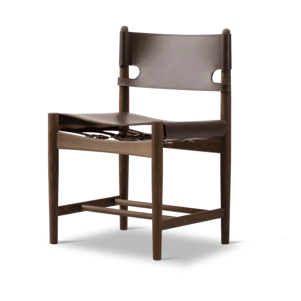 Fredericia Furniture Chaise The Spanish Dining Chair Cuir brun foncé-chêne fumé