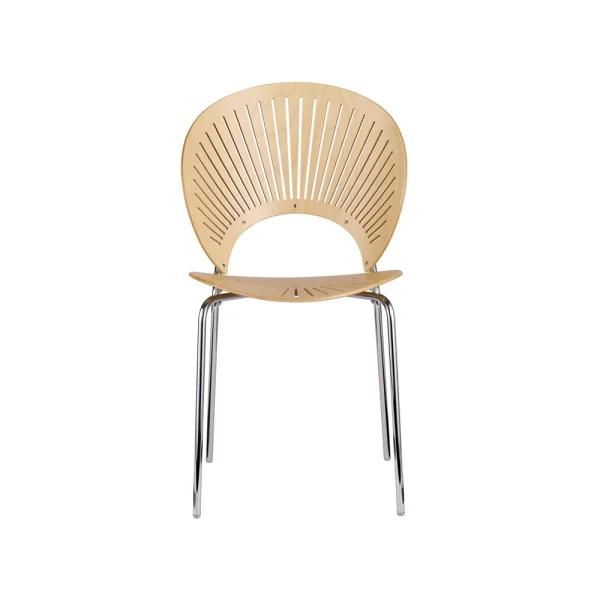 Fredericia Furniture Chaise Trinidad 3398 Bouleau verni clair, pieds chrome