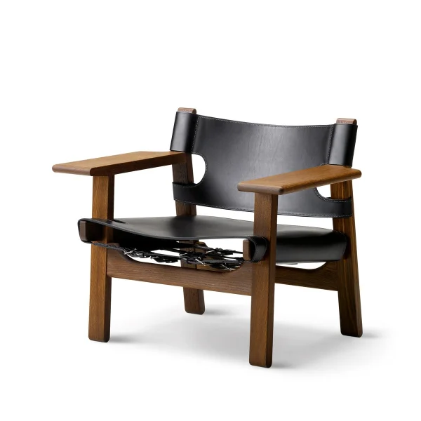 Fredericia Furniture Fauteuil Den spanske stol Cuir noir-chêne fumé