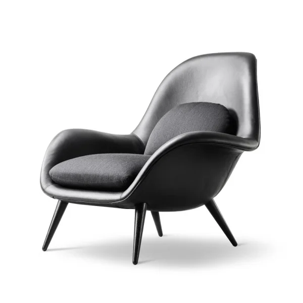 Fredericia Furniture Fauteuil Swoon Cuir 88-noir chêne-balder 192