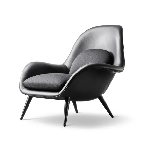 Fredericia Furniture Fauteuil Swoon Cuir 88-noir chêne-balder 192