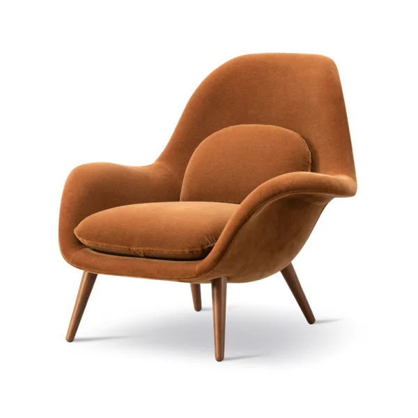 Fredericia Furniture Fauteuil Swoon Grand mohair 2103-chêne fumé