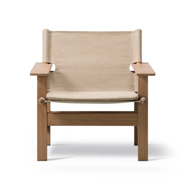 Fredericia Furniture Fauteuil The Canvas Chair Canvas naturel-pieds clair huilé, incl. coussin Canvas