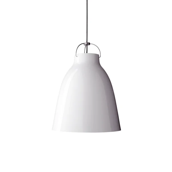 Fritz Hansen Suspension Caravaggio 1 Blanc brillant-câble textile gris