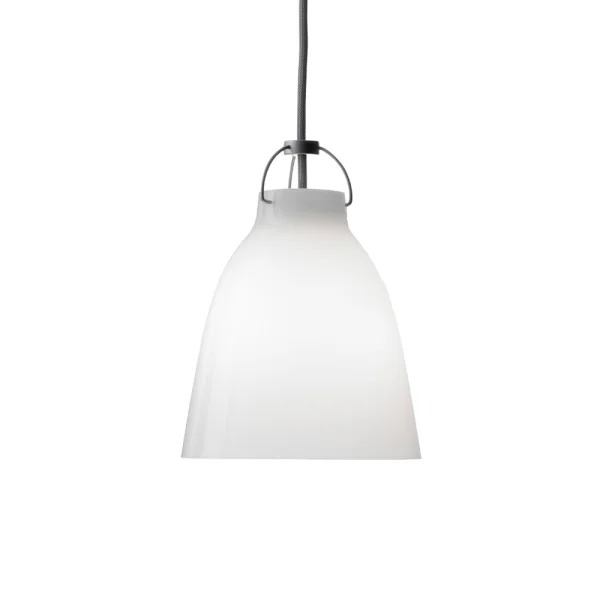 Fritz Hansen Suspension Caravaggio 1 Opaline blanche-câble textile gris