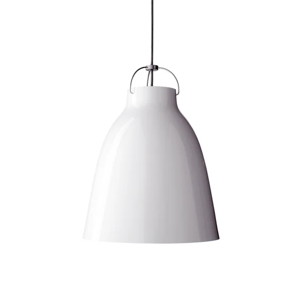 Fritz Hansen Suspension Caravaggio 2 Blanc brillant-câble textile gris