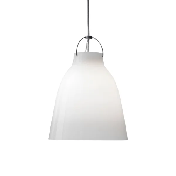 Fritz Hansen Suspension Caravaggio 2 Opaline blanche-câble textile gris