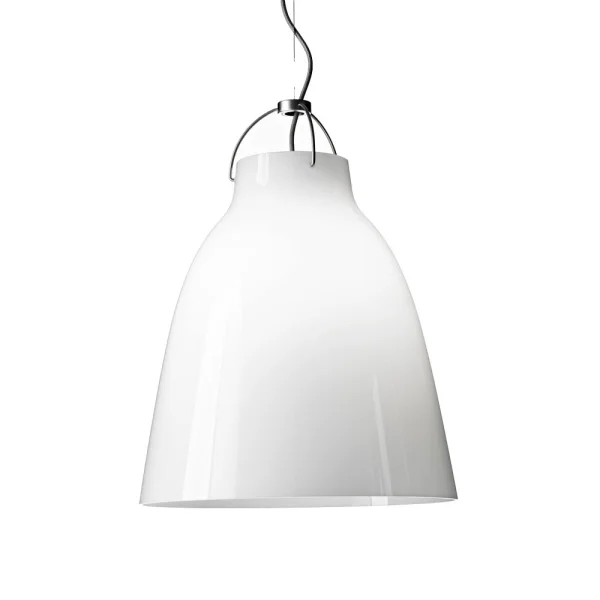 Fritz Hansen Suspension Caravaggio Opal P3 Opaline blanche-câble gris argenté