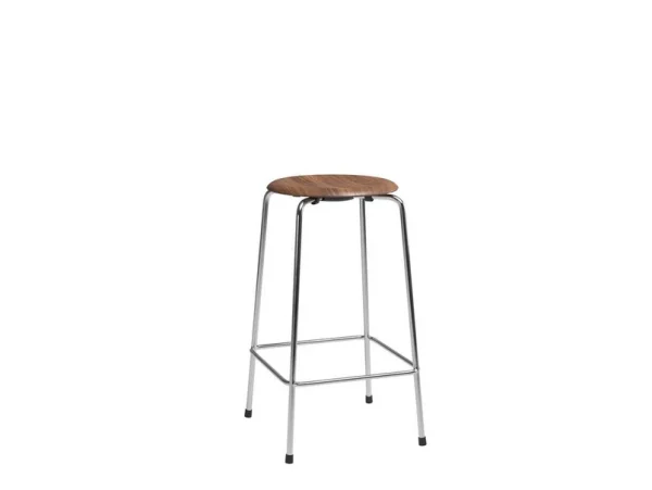 FRITZ HANSEN - Tabouret de bar High Dot, 65 cm, chrome/noyer, bois